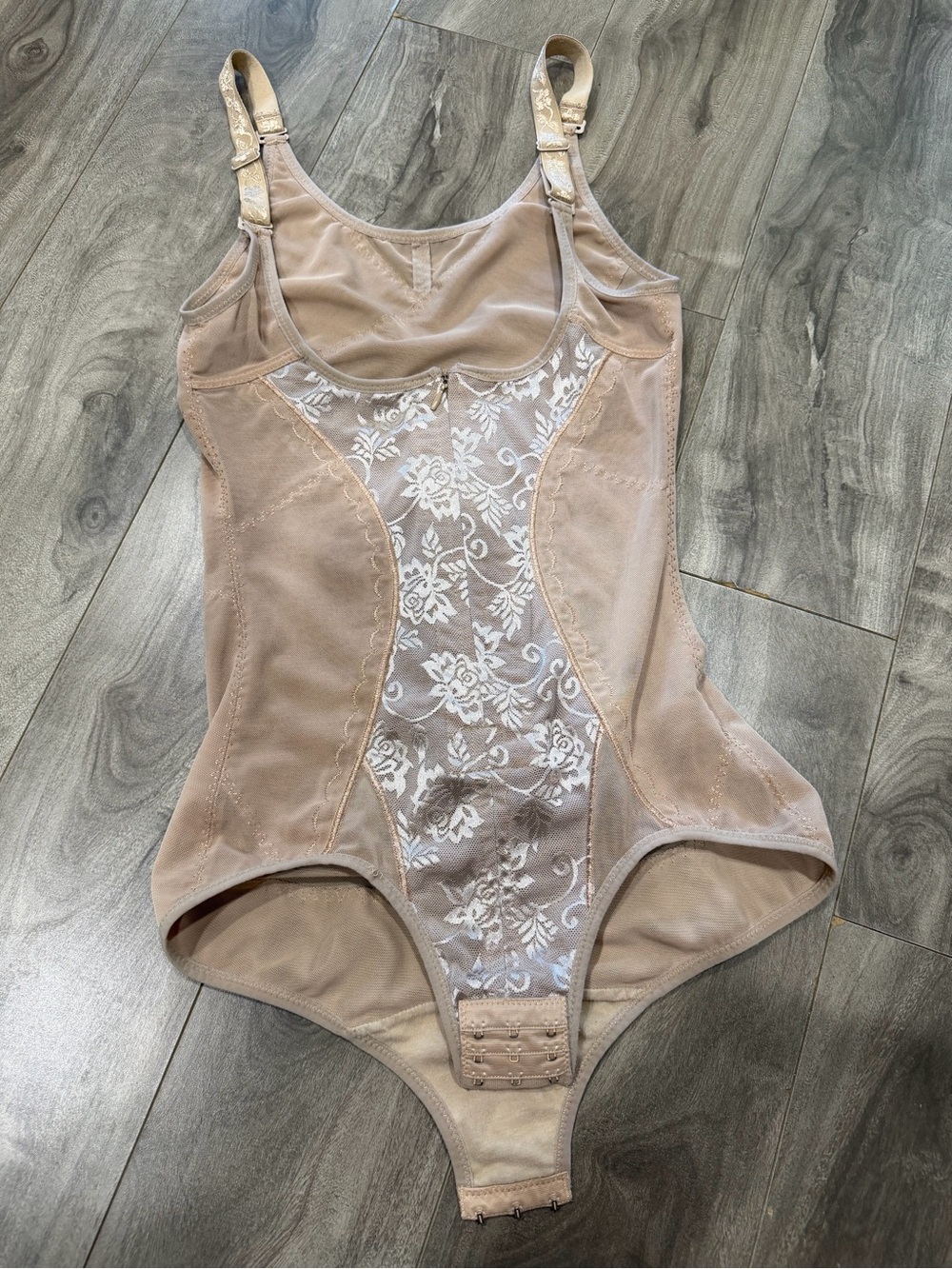 Nude Floral Lace Bodysuit Shapewear